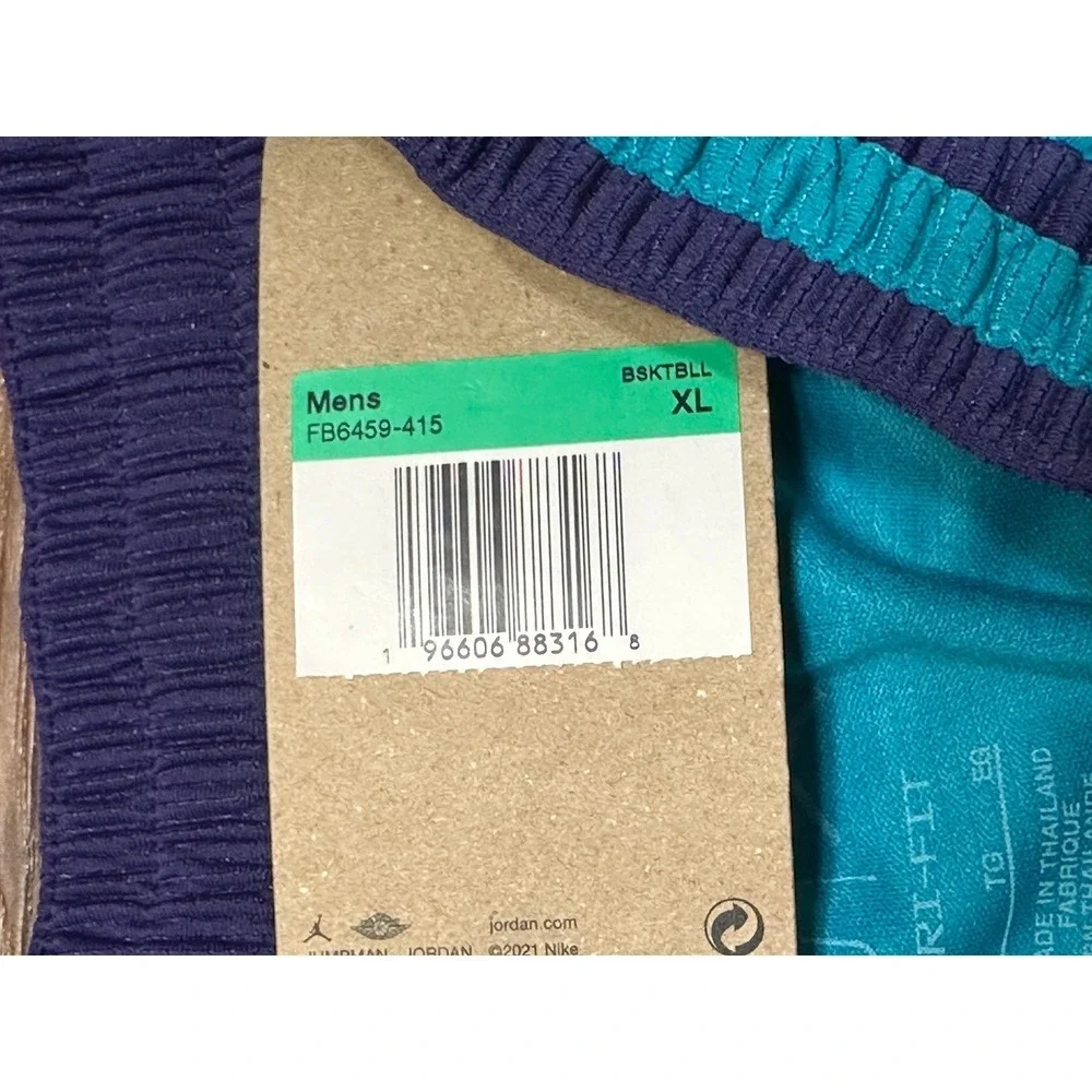 Nike Jordan Charlotte Hornets NBA Basketball Shorts Mens Teal (FB6459-415) Sz XL
